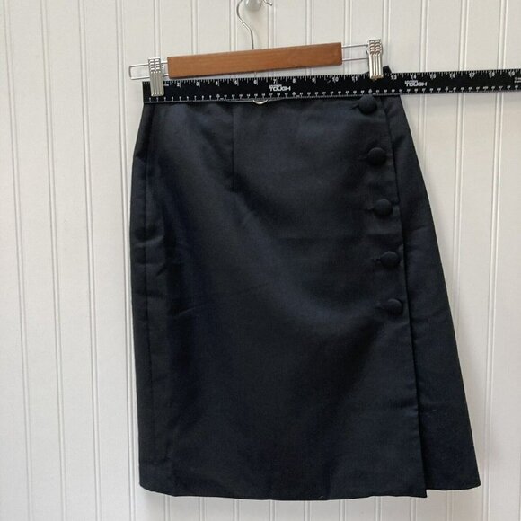 David Benjamin Wool Blend Off Center Button Close Lined Straight Black Skirt-4 - Picture 5 of 11